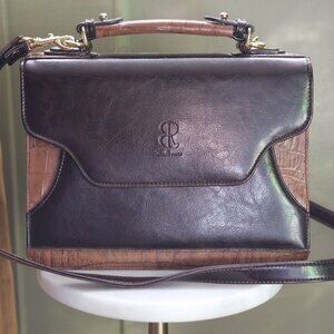 Bella Rose Vintage Structured Leather Shoulder Bag / Satchel